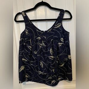 Yumi Kim Sleeveless Blouse - Navy & Beige - Size: XS